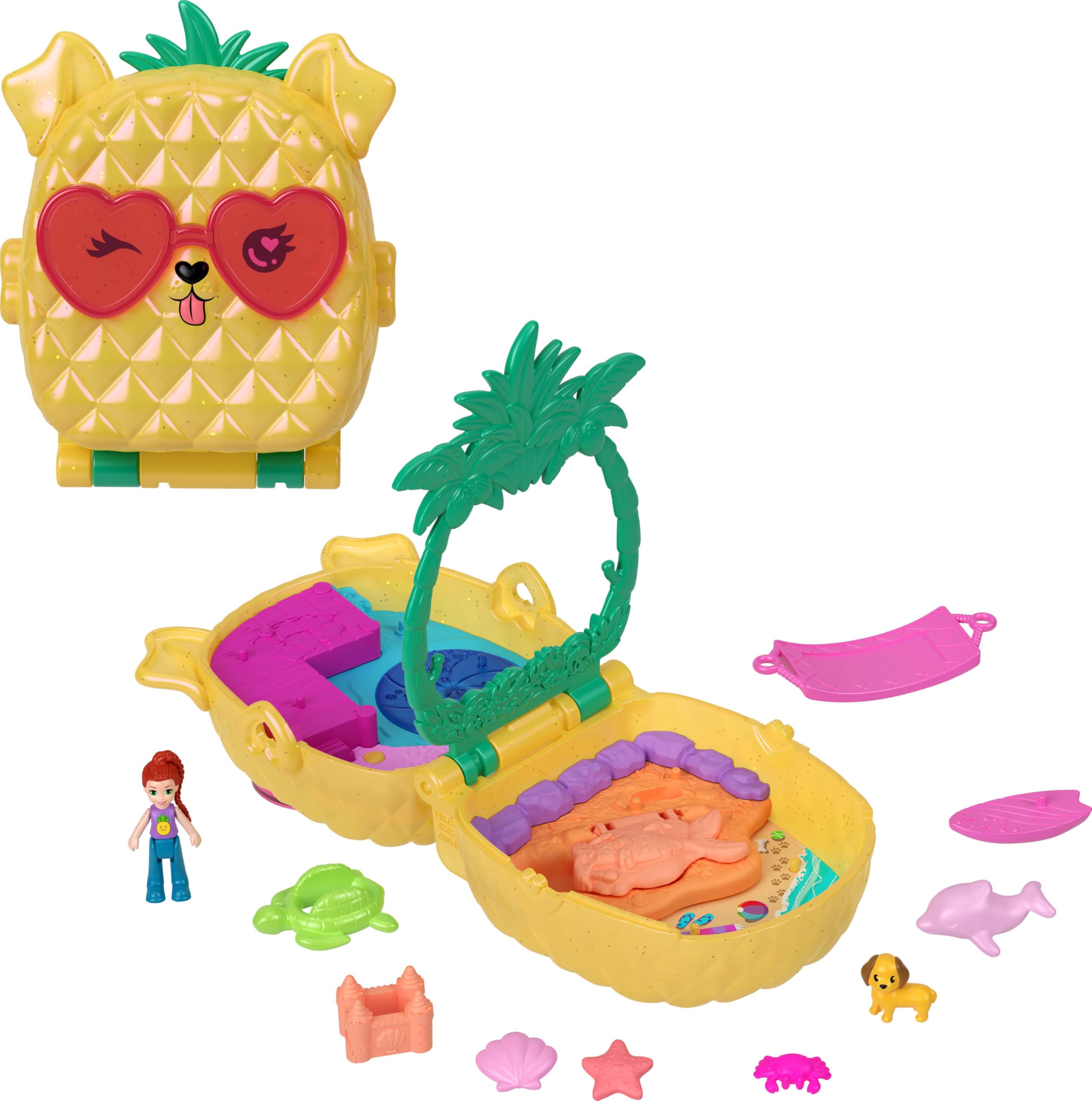 Polly Pocket JFV00 Polly & Lila Tropicool Pineapple Wearable Purse